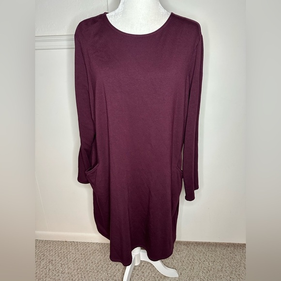 J.Jill Pure Jill long sleeve dress eggplant color size XL - Picture 3 of 9